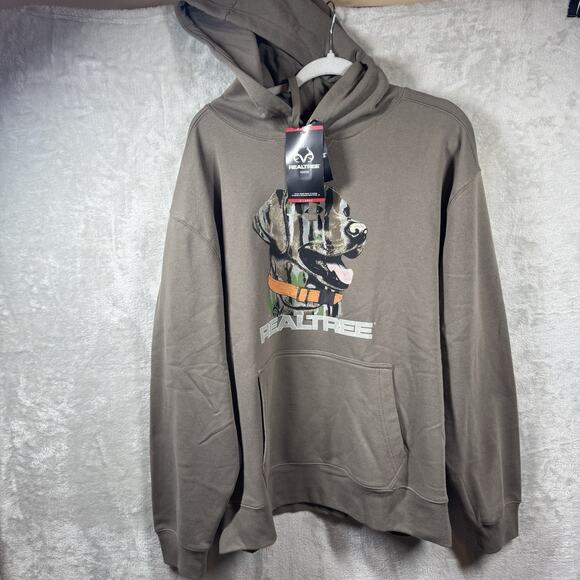 Realtree Hoodie NEW Mens Sz XL Pullover Hunting Outdoor Taupe Hunting Dog - Picture 1 of 11
